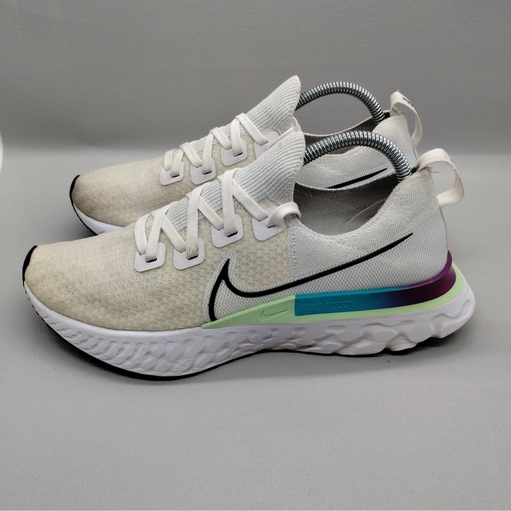 Nike React‎ Infinity Run Flyknit White Vapor Green Mens Size 9.5 Athletic Shoes